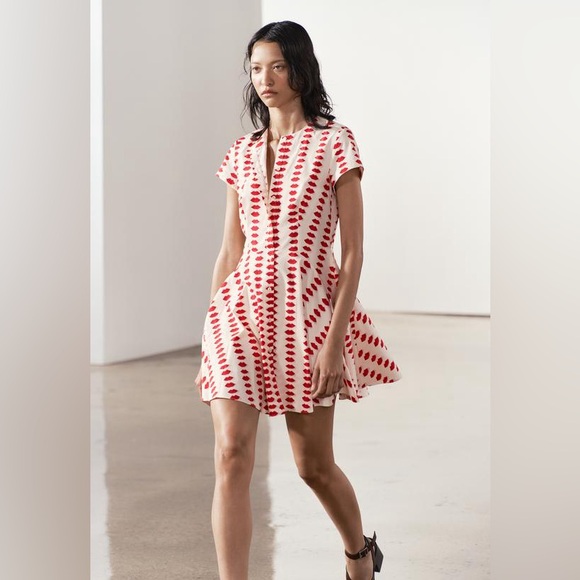 NWT ZARA ZW COLLECTION SKATER PRINTED DRESS - Picture 2 of 13
